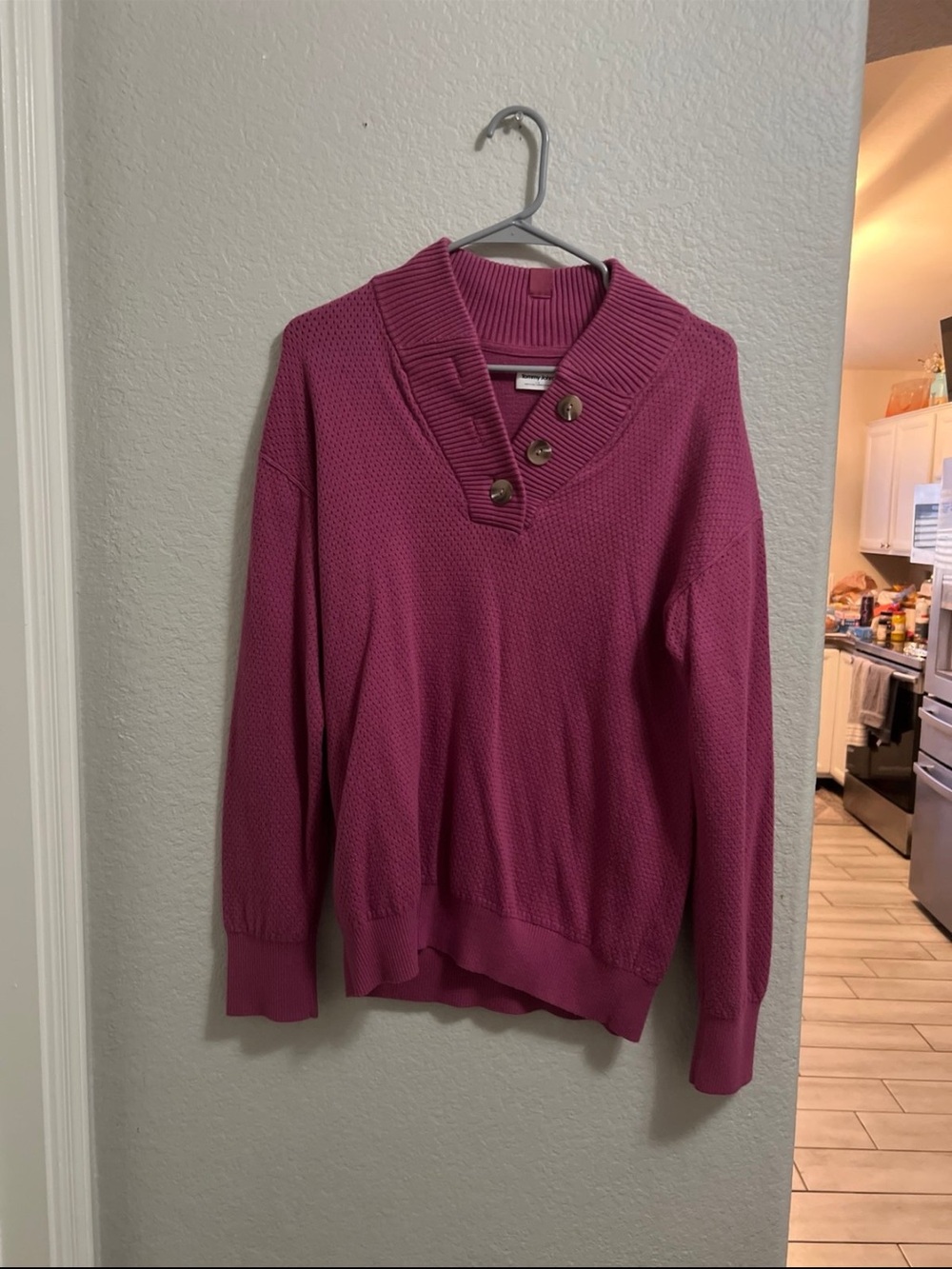 Tommy John V-Neck Shawl Collar Sweater - Raspberry Pink